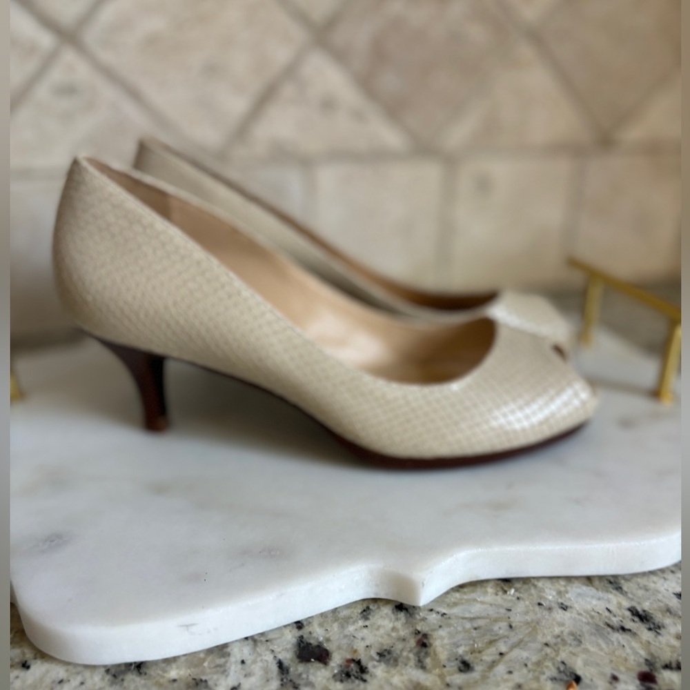 Cole Haan Snakeskin Open Toe Nike Air Cream Kitten Heels 6 - Picture 5 of 15